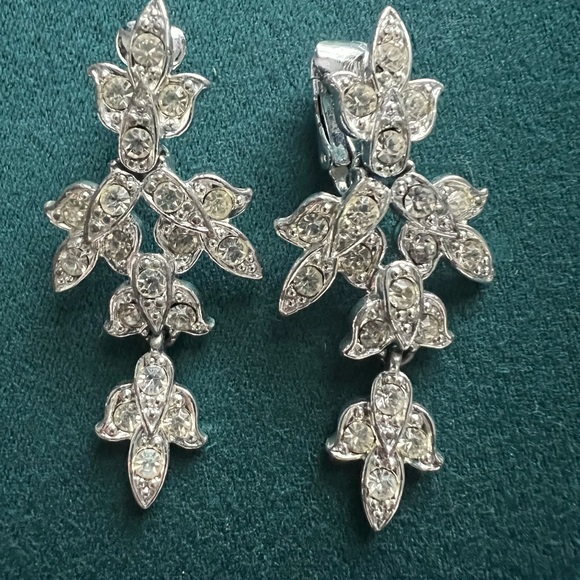 Sarah Coventry Jewelry - Vintage Sarah Coventry Clip Back Dangle Long Drop Crystal Rhinestone Earrings